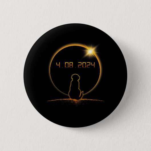 Totale zonneverduistering hond ronde button 5,7 cm (Voorkant)