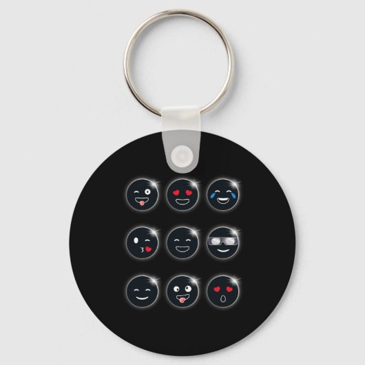 Totale Zonsverduistering 04.08.2024 Gekke Gezichte Sleutelhanger (Voorkant)