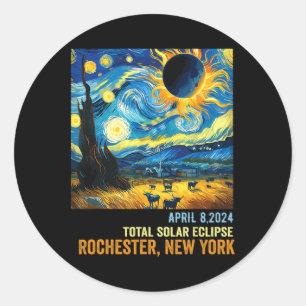 Totale zonsverduistering 04.08.2024 Rochester Ronde Sticker