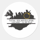 Totale Zonsverduistering 12 augustus 2026 – IJslan Ronde Sticker (Voorkant)