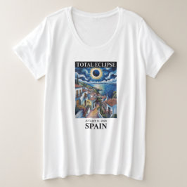 Totale Zonsverduistering 12 augustus 2026 Spanje T Grote Maat T-shirt