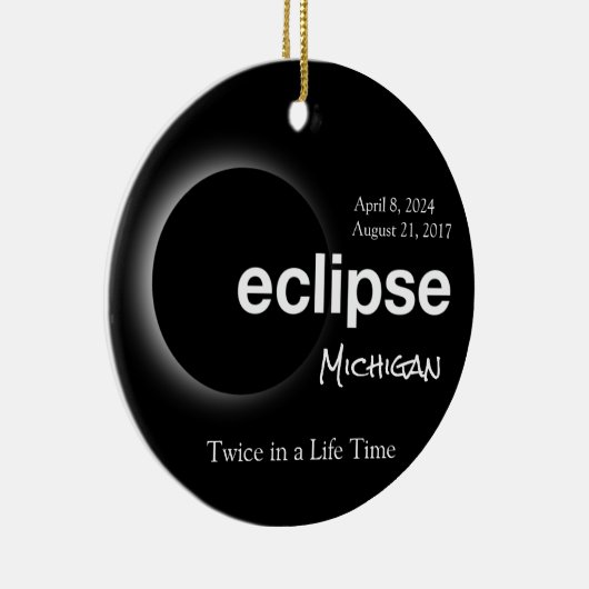 Totale Zonsverduistering 2017 2024 - Michigan Keramisch Ornament (Rechts)