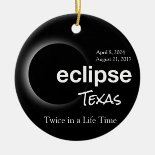 Totale Zonsverduistering 2017 2024 - Texas Keramisch Ornament
