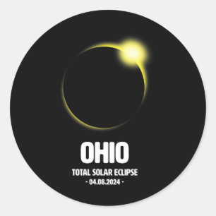 Totale Zonsverduistering 2024 04.08.24 Ohio Ronde Sticker