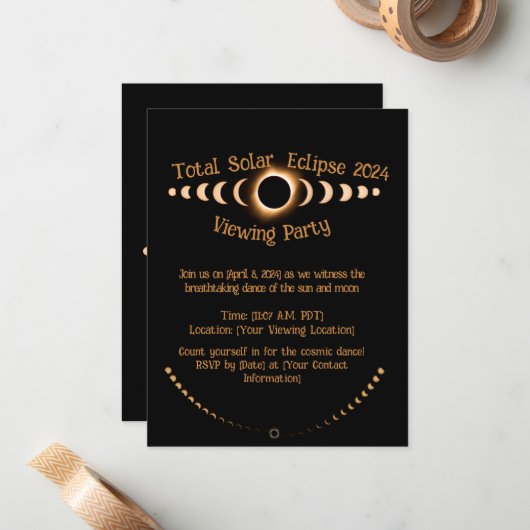 Totale Zonsverduistering - 2024 aangepaste datum O Notitiekaartje (Voorkant / Achterkant in situ)