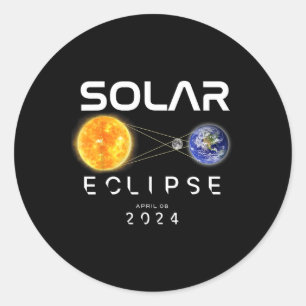 Totale Zonsverduistering 2024 April 8 Totaal tweem Ronde Sticker
