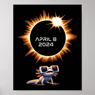 Totale zonsverduistering 2024 Axolotl in sterrenku Poster