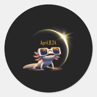Totale zonsverduistering 2024 Axolotl in sterrenku Ronde Sticker