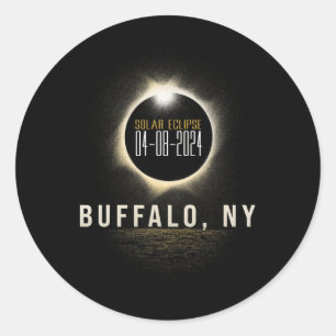 Totale Zonsverduistering 2024 Buffel Ronde Sticker
