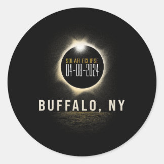 Totale Zonsverduistering 2024 Buffel Ronde Sticker