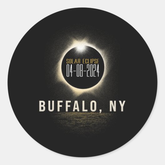 Totale Zonsverduistering 2024 Buffel Ronde Sticker (Voorkant)