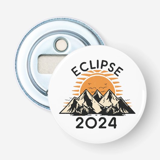 Totale Zonsverduistering 2024 Button Flesopener (Voorkant)