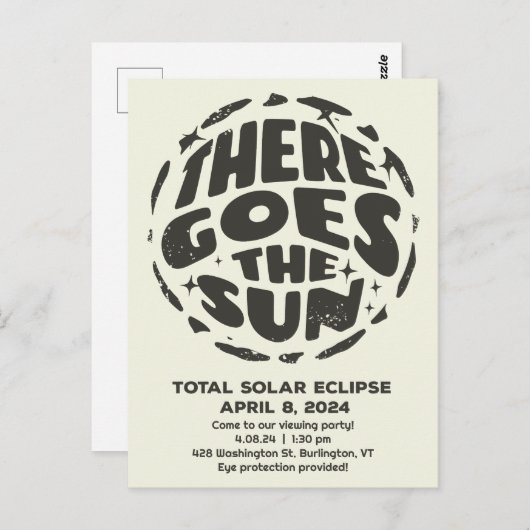 Totale Zonsverduistering 2024 Daar gaat de Zon Briefkaart (Voorkant / Achterkant)