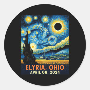 Totale Zonsverduistering 2024 Elyria Ohio Sterrenn Ronde Sticker