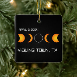Totale Zonsverduistering 2024 Gepersonaliseerd Sta Keramisch Ornament