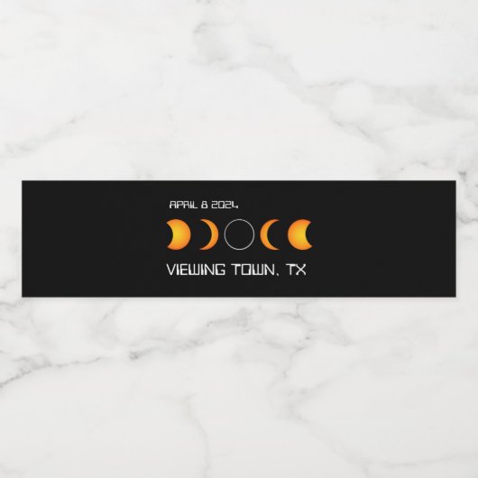 Totale Zonsverduistering 2024 Gepersonaliseerd Sta Waterfles Etiket (Enkel label)