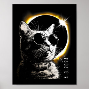 Totale Zonsverduistering 2024 Glazen April 8 Manne Poster