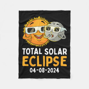 Totale Zonsverduistering 2024 Glazen Leuk Zon Maan Fleece Deken