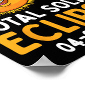 Totale Zonsverduistering 2024 Glazen Leuk Zon Maan Poster (Hoek)