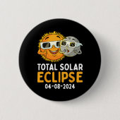 Totale Zonsverduistering 2024 Glazen Leuk Zon Maan Ronde Button 5,7 Cm (Voorkant)