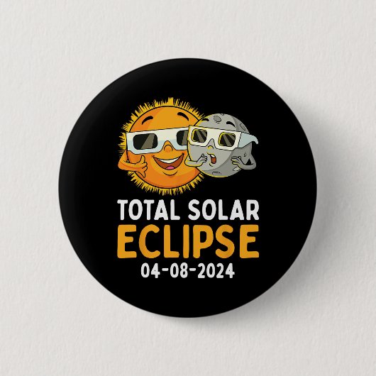 Totale Zonsverduistering 2024 Glazen Leuk Zon Maan Ronde Button 5,7 Cm (Voorkant)