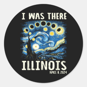 Totale Zonsverduistering 2024 Illinois - Sterrenna Ronde Sticker