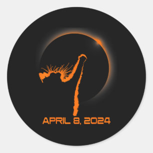Totale Zonsverduistering 2024 Kat Dragen Zonsverdu Ronde Sticker