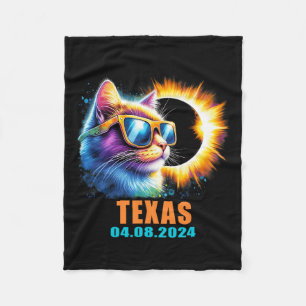 Totale Zonsverduistering 2024 Kat Zonsverduisterin Fleece Deken