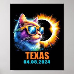 Totale Zonsverduistering 2024 Kat Zonsverduisterin Poster
