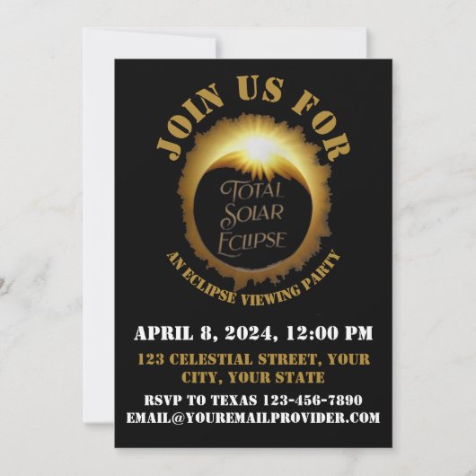 Totale Zonsverduistering 2024 Kijkfeest Kaart (Voorkant)