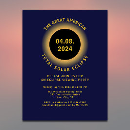 Totale Zonsverduistering 2024 Kijkfeest Uitnodiging Briefkaart