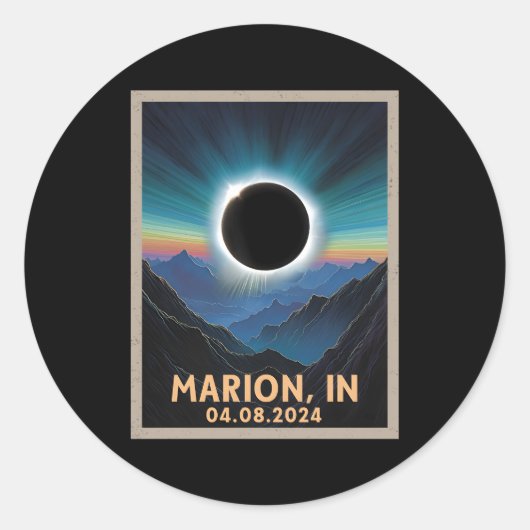 Totale Zonsverduistering 2024 Marion Indiana Ronde Sticker (Voorkant)
