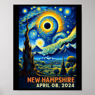 Totale Zonsverduistering 2024 New Hampshire Sterre Poster