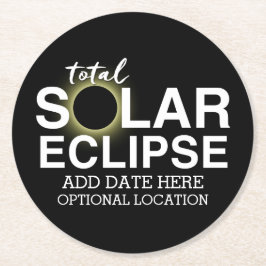 Totale Zonsverduistering - 2024 of aangepaste datu Ronde Kartonnen Onderzetter