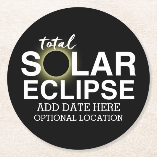 Totale Zonsverduistering - 2024 of aangepaste datu Ronde Kartonnen Onderzetter (Voorkant)