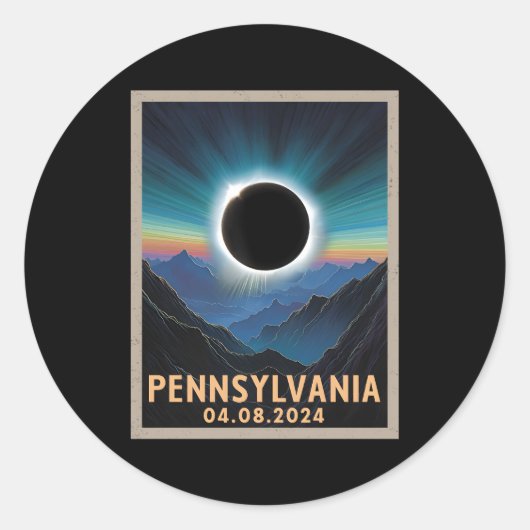 Totale Zonsverduistering 2024 Pennsylvania Ronde Sticker (Voorkant)