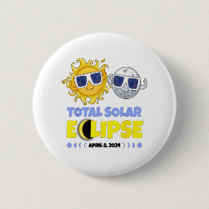 Totale Zonsverduistering 2024 Schattigee Zonsverdu Ronde Button 5,7 Cm