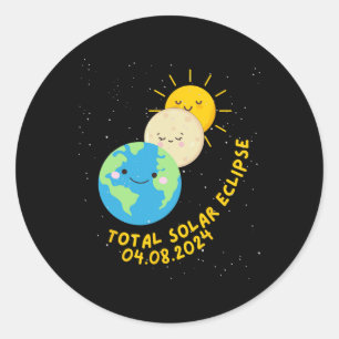 Totale Zonsverduistering 2024 Schattigee Zonsverdu Ronde Sticker