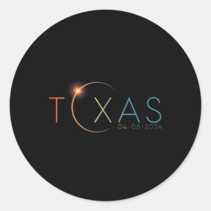 Totale Zonsverduistering 2024 Staat Texas Totality Ronde Sticker