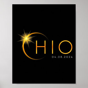 Totale Zonsverduistering 2024 State Ohio Totality Poster