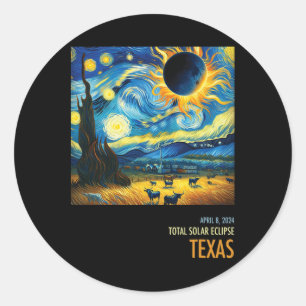 Totale Zonsverduistering 2024 Texas Ronde Sticker