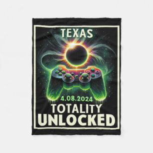 Totale Zonsverduistering 2024 Texas Video Game Gam Fleece Deken