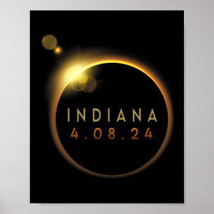 Totale Zonsverduistering 2024 Totaal Indiana Poster