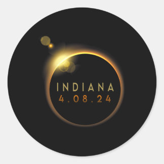 Totale Zonsverduistering 2024 Totaal Indiana Ronde Sticker