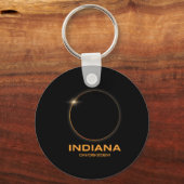 Totale Zonsverduistering 2024 Totaal Indiana Sleutelhanger (Voorkant)