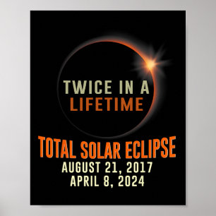 Totale Zonsverduistering 2024 Totaal twee keer in  Poster