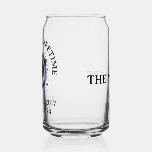 Totale Zonsverduistering 2024 tweemaal in een leve Blikvorm Glas (Links)