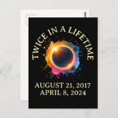 Totale Zonsverduistering 2024 tweemaal in een leve Briefkaart (Voorkant / Achterkant)