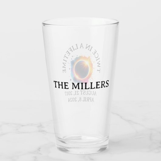 Totale Zonsverduistering 2024 tweemaal in een leve Glas (Achterkant)