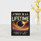 Totale Zonsverduistering 2024 tweemaal in een leve Kaart (Gele Bloem)